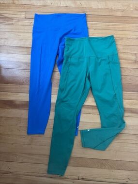 High-Waist Active Leggings - Blue & Teal
